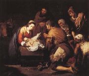 Bartolome Esteban Murillo Shepherds to the manger pilgrimage oil on canvas